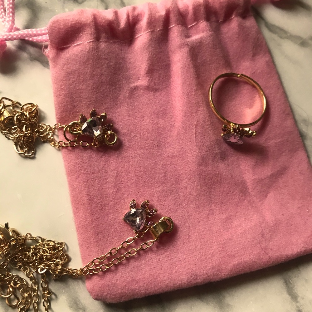 Ring, bracelet, necklace dog jewelry set.